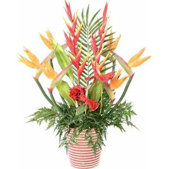 umělá květina Luxusní umělá Kompozice BOUQUET ANTHURIUM STRELITZIA, 92cm