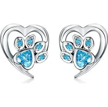 Náušnice Elenys stříbrné náušnice peckové Packa tlapka modré