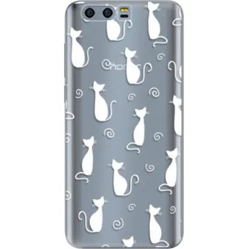 Pouzdro na mobilní telefon Silikonové pouzdro iSaprio - Cat pattern 05 - white - Huawei Honor 9
