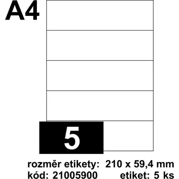 Samolepící etiketa EMY Print etikety [5], rozměr 210 x 59,4 mm - matné [100 ks] - bílé