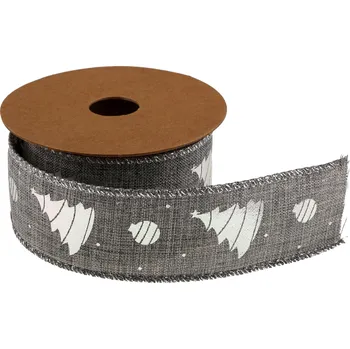 Vánoční dekorace Vánoční jutová stuha 4cm x 5m AJ1739 20-stříbrná/stříbrná