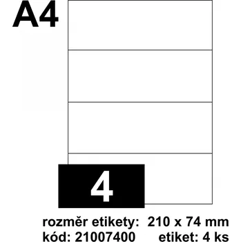 Speciální papír EMY Print etikety [4], rozměr 210 x 74 mm - matné [100 ks] - bílé