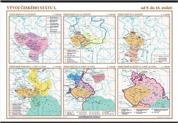 kniha Vývoj českého státu I. (od 9. do 16. století) nástěnná mapa - Kartografie Praha (2006)