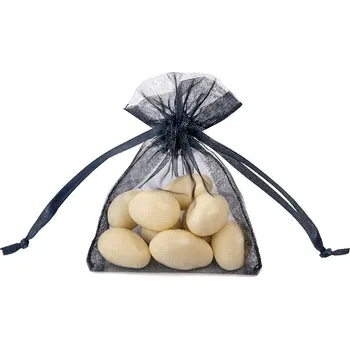 Svatební dekorace Pytlíček, organza, černá, 10 cm (zn. PartyDeco)