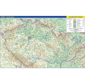 Praha: Česko nástěnná fyzická mapa - Kartografie Praha (2018)