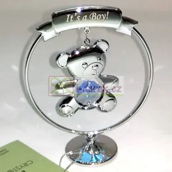 Žertovný předmět MEDVÍDEK Crystocraft k narození chlapečka IT´S A BOY - stříbrná