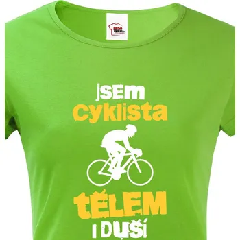 Dámské tričko Dámské tričko Cyklista tělem i duší, Barva Zelená, Velikost L, Canvas Dámské tričko s krátkým rukávem Bezvatriko.cz 1