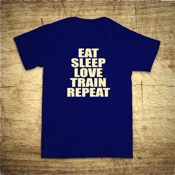 Dámské tričko Eat, sleep, love, train, repeat, Barva Modrá, Velikost 4XL Bezvatriko.cz 103009