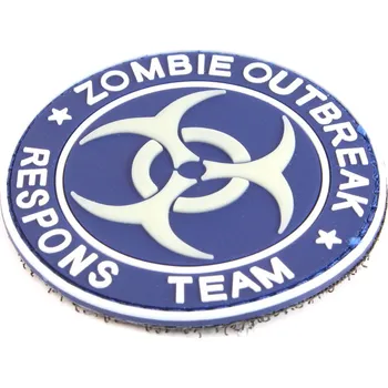 Nášivka EmersonGear PVC 3D nášivka "zombie outbreak" - modro/bílá