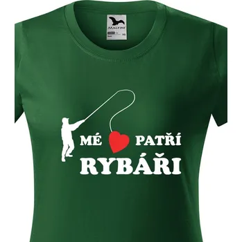 Dámské rybářské tričko Mé srdce patří rybáři, Barva Lahvová zelená Bezvatriko.cz 1