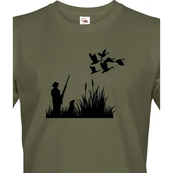 Pánské tričko Tričko pro myslivce Lov kachen, Barva Military - 69 Bezvatriko.cz 1