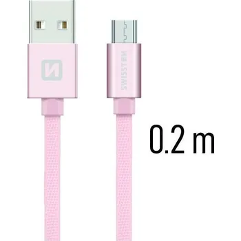 Datový kabel microUSB 0,2m růžový