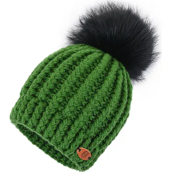 Čepice ZELENÝ KULICH černá bambule HICHIC