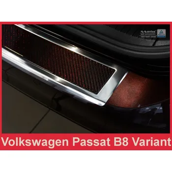 Karosérie Nerezová ochranná lišta zadního nárazníku VW Passat B8 Variant (kombi) 14- s červeným karbonem