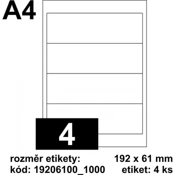 Samolepící etiketa EMY Print etikety [4], rozměr 192 x 61 mm - matné [1000 ks] - bílé