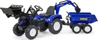 Falk Šlapací traktor New Holland T8 s nakladačem, rypadlem a maxi vlečkou