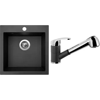 Granitový dřez Sinks Viva 455 Metalblack 74 + baterie Legenda S Metalblack 74