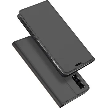 Pouzdro na mobilní telefon Flipové pouzdro Dux Ducis Skin pro Samsung Galaxy J4 2018, tmavě šedá