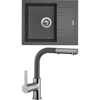 Granitový dřez Sinks Linea 600 N Titanium 72 + baterie Enigma S Titanium 72