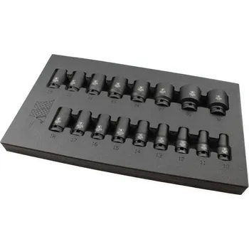 Gola sada Hlavice nástrčné 1/2", 6 hran, pro rázové utahováky, CrMo, 10-32 mm, sada 17 dílů, Welzh (Welzh Werkzeug)