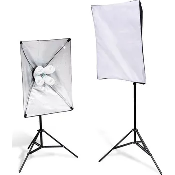 Softbox Fotografická studiová sada, 2x Softbox, 2x stativ a 8 ks žárovek 65W/5500K
