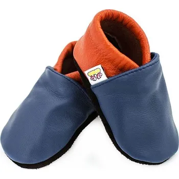 Capáčky AFELO Kožené capáčky dvoubarevné - MODRO-ORANŽOVÉ 18-24 M