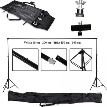 Sestava studiového vybavení Konstrukce PL-BA220-BR pro foto pozadí s brašnou (Šířka: 150/225/300 cm x 68-200 cm)