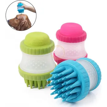 Kartáč pro zvířata Silionový masážní kartáč s dávkovačem šampónu pro psy