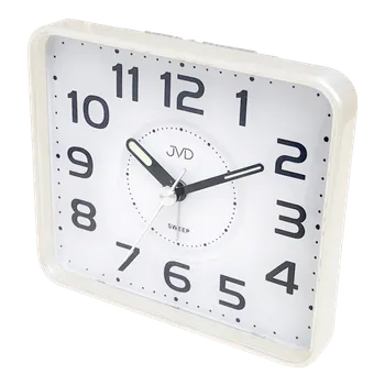 Netikajcí tichý přehledný budík JVD SRP882.1 (bílý analogový tichý budík)