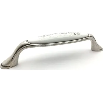 Nábytkové kování Tulip MARGARITA starostříbro/porcelán bílý/květ 96 mm