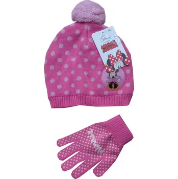 Čepice xcena Minnie Mouse čepice s rukavicemi