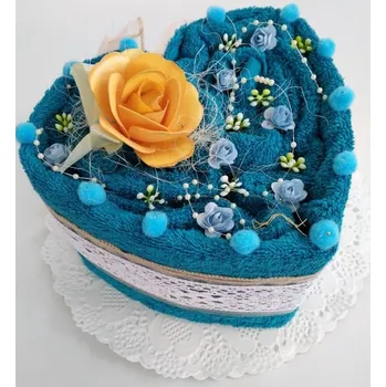 VER Textilní dort jednopatrový srdce azur