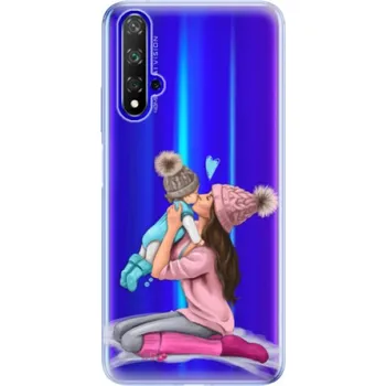 Pouzdro na mobilní telefon Odolné silikonové pouzdro iSaprio - Kissing Mom - Brunette and Boy - Huawei Honor 20