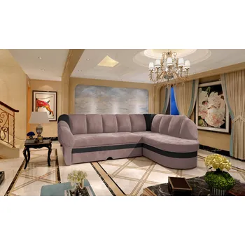 Sedací souprava Rozkládací rohová sedačka BENANO DELUXE růžová / černá