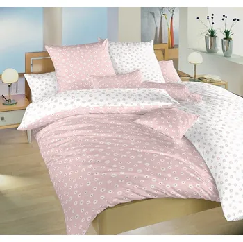 Povlečení Dadka Vracov Anežka Duo krep bílé/pudrové 140 x 200, 70 x 90 cm zipový uzávěr