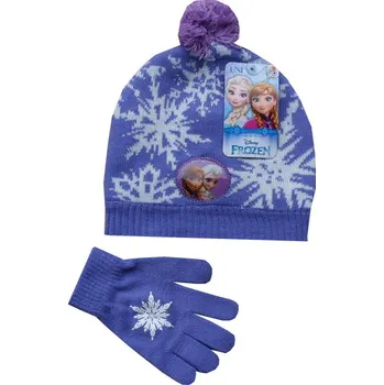Čepice xcena Anna a Elsa zimní set fialový