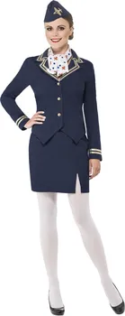 Karnevalový kostým Smiffys Kostým letušky modrá uniforma M