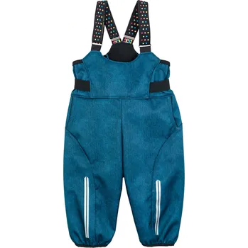 Chlapecké kalhoty tmavě modré laclové kalhoty ze softshellu s delším chloupkem