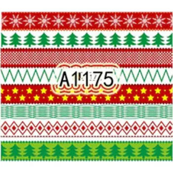 Umělé nehty Barevné vánoční vodolepky na nehty - VÁNOČNÍ MOTIVY (Zimní obtisk na nehty, vánoční A1175)