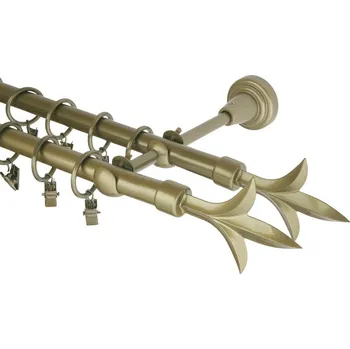 Garnýž kovová 320 cm dvouřadá - dvojitá 16 lilie double zlatá antik