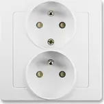 Zásuvka dvojnásobná polozapuštěná, s clonkami, jasně bílá, ABB Swing L 5512J-C02259 B1