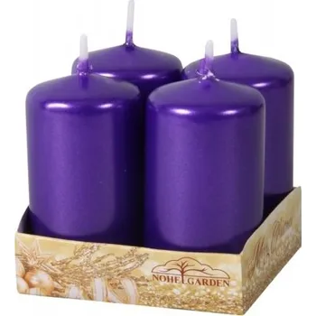 Svíčka Svíčka adventní metalická lesklá 4x8cm - fialová (4ks)