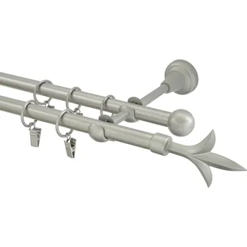 Garnýž Garnýže kovová 400 cm dvouřadá - dvojitá 16 lilie matná stříbrná