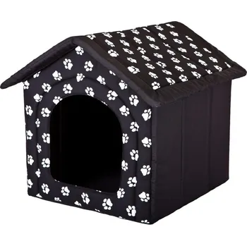 Pelíšek pro psa HobbyDog Pelíšek pro psa Bouda - černá a packy Velikost: R6 - 76 x 72 x 74 cm