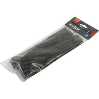 Stahovací páska EXTOL PREMIUM 8856154 stahovací pásky na vodiče černé 150x2,5mm - 100ks, nylon