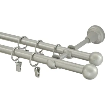 Garnýž Garnýž kovová 320 cm dvouřadá - dvojitá 16 koule matná stříbrná