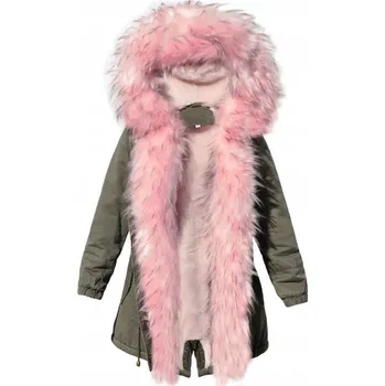 Dámská bunda Fashionweek Zimní Exkluzivní bundička parka s kožíškem RAINBOW F216 Barva: světle růžová, Velikost: XL