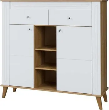 Komoda MAMBA komoda Sony S5, bílý lesk/dub grand