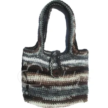 Cestovní taška Originální ručně háčkovaná hnědá menší taška z kolekce Milujemedarky