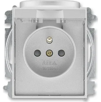 Elektrická zásuvka Zásuvka jednonásobná bezšroubová, s clonkami a s víčkem, 6619E-A06397 08, ABB, Time®, Time® Arbo, titanová (ABB, Time®, Time® Arbo, titanová)